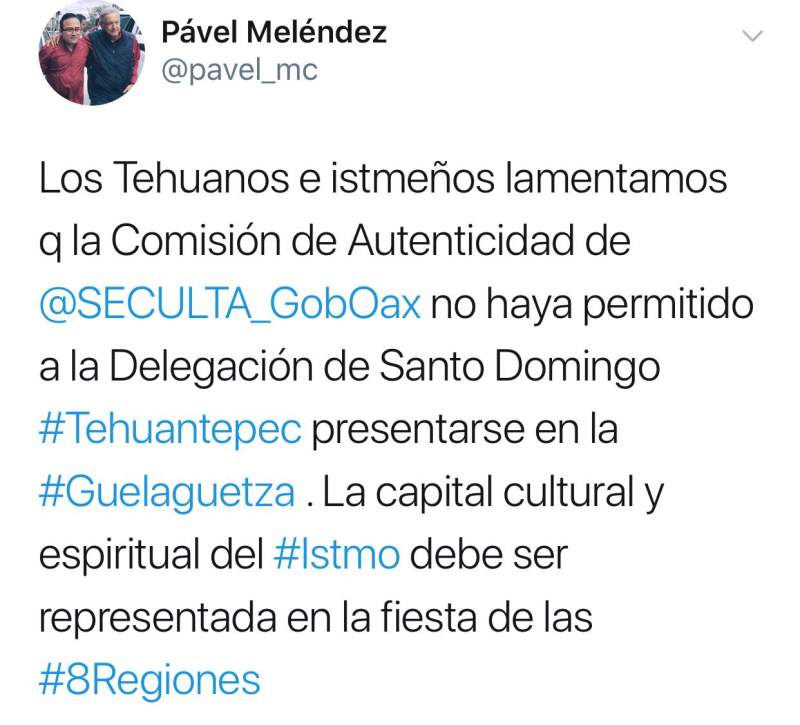 Lamenta legislador local  que no se permitiera la participación de Tehuantepec en la Guelaguetza