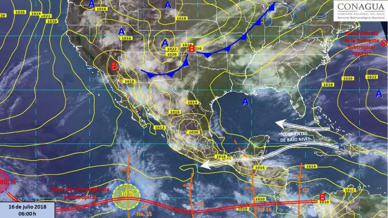 Se prevén tormentas torrenciales en Tamaulipas, Puebla y Veracruz e intensas en Michoacán, Guerrero, Hidalgo, Oaxaca y Chiapas