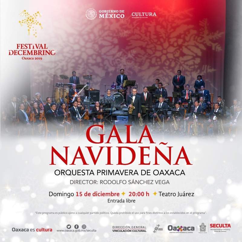 Invita Seculta al concierto Gala Navideña en el Teatro Juárez