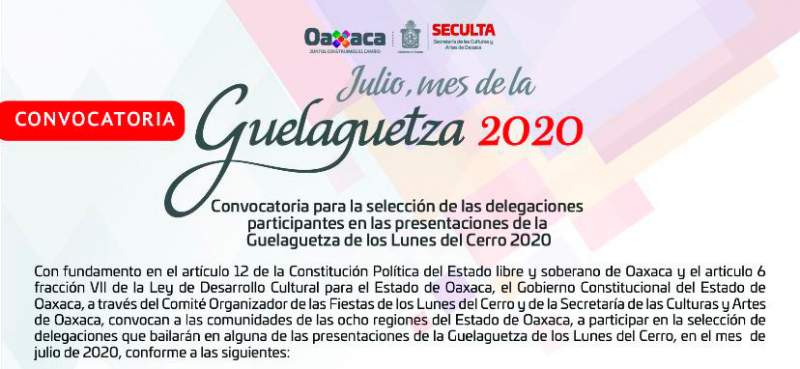Emite Seculta convocatoria para la Guelaguetza 2020