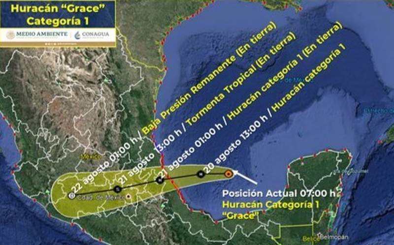 ‘Grace’ se reintensifica a huracán categoría 1, informa Conagua; avanza hacia Veracruz
